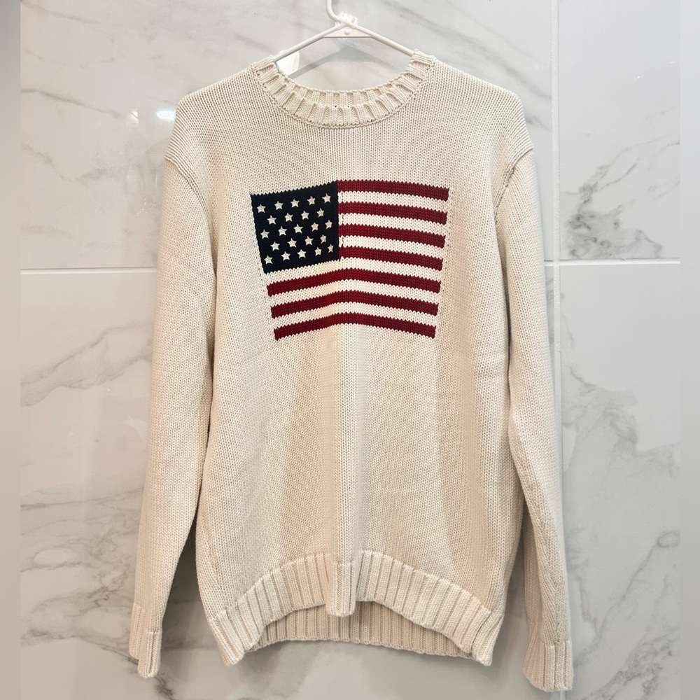 Brandy Melville American Flag Sweater- Cream
